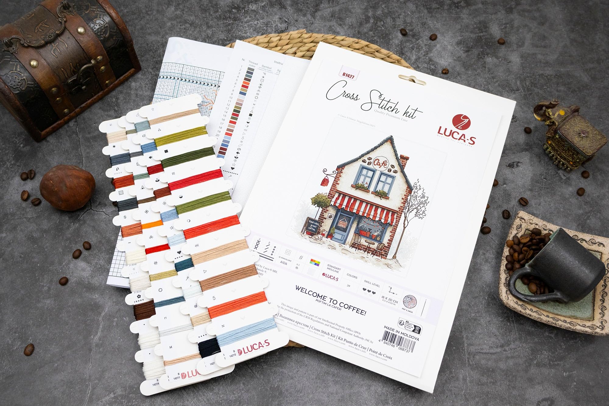 Luca-S Welcome to Coffee! Counted Cross-Stitch Kit - Image 3