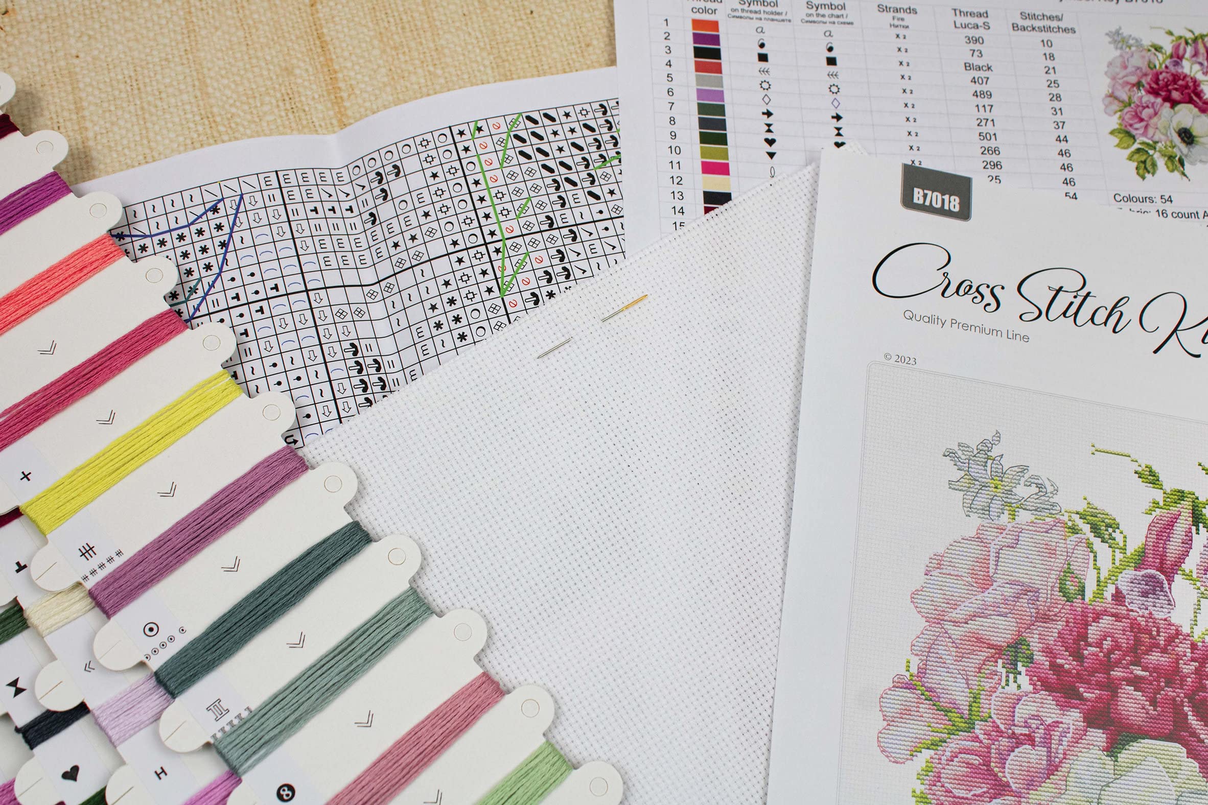 Lucas Cross Stitch Kit S - Spring Bouquet, B7018 - Image 7