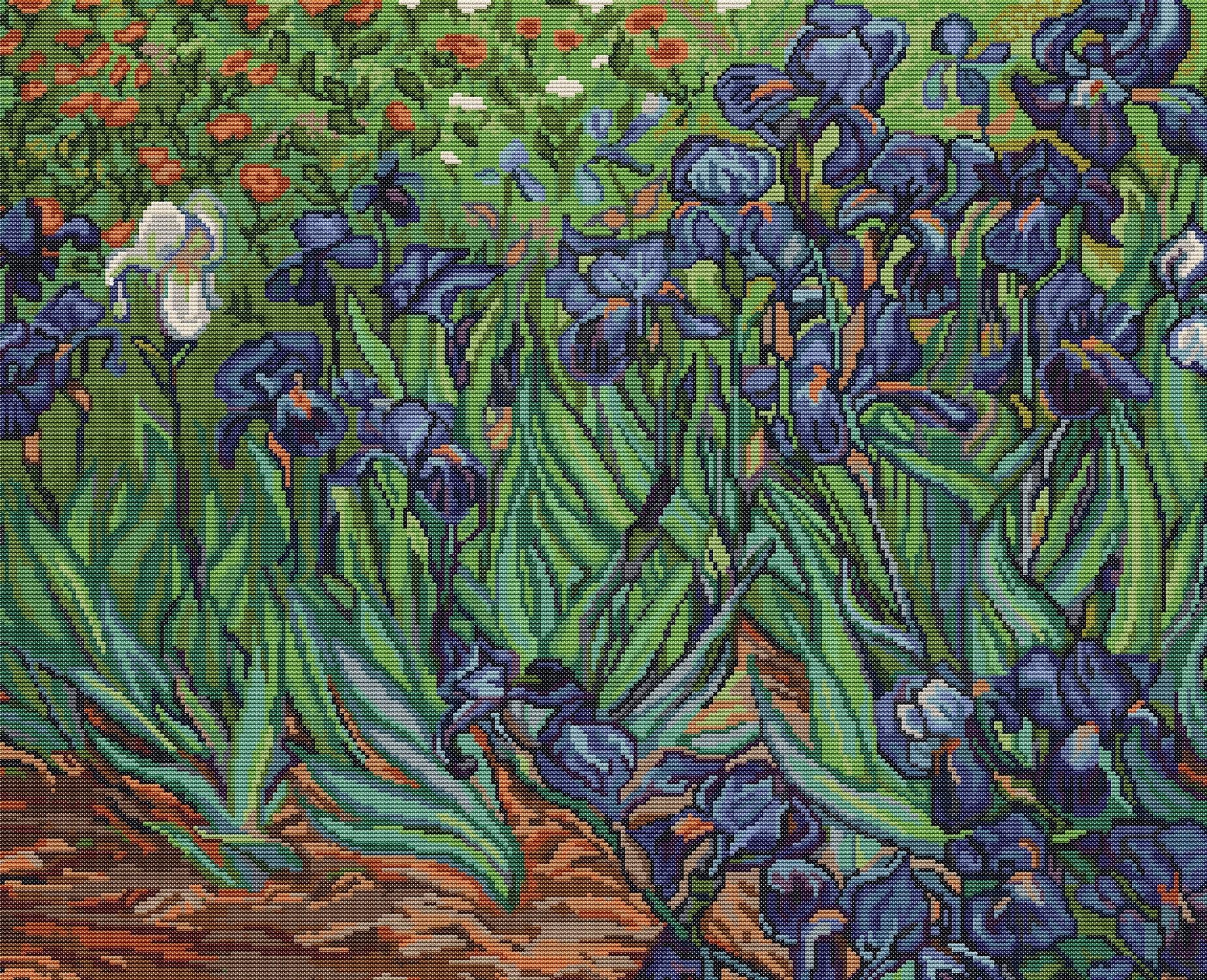 Petit Point Kit Luca-S - Irises, reproduction of Van Gog, G444