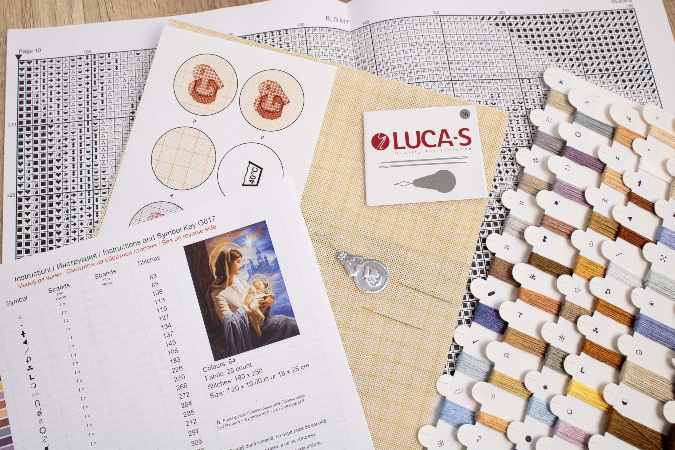 Petit Point Kit Luca-S - Saint Mary and The Child, GOLD Collection, G617 - Image 5