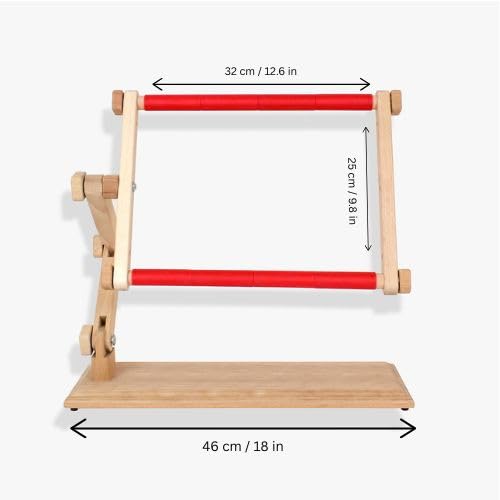 Table-Style Needlework Scroll Frame with Adjustable Organic Beech Wood, Embroidery & Tapestry Holder (25 x 32 cm) - Image 8